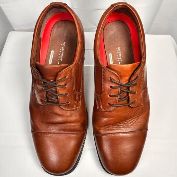 Rockport Men’s Waterproof Cap Toe Oxfords Size 10 XW Brown Leather [V82352]